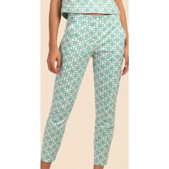 NWT TRINA TURK Moss 2 Pant In Turquoise In Blue, $300 Sz 4 G9 - Picture 2 of 9